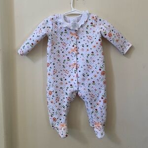 Laura Ashley Vintage Fall Floral Quilted Button Up Baby Girl Sleeper One Piece